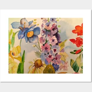 flowers watercolor Posters and Art